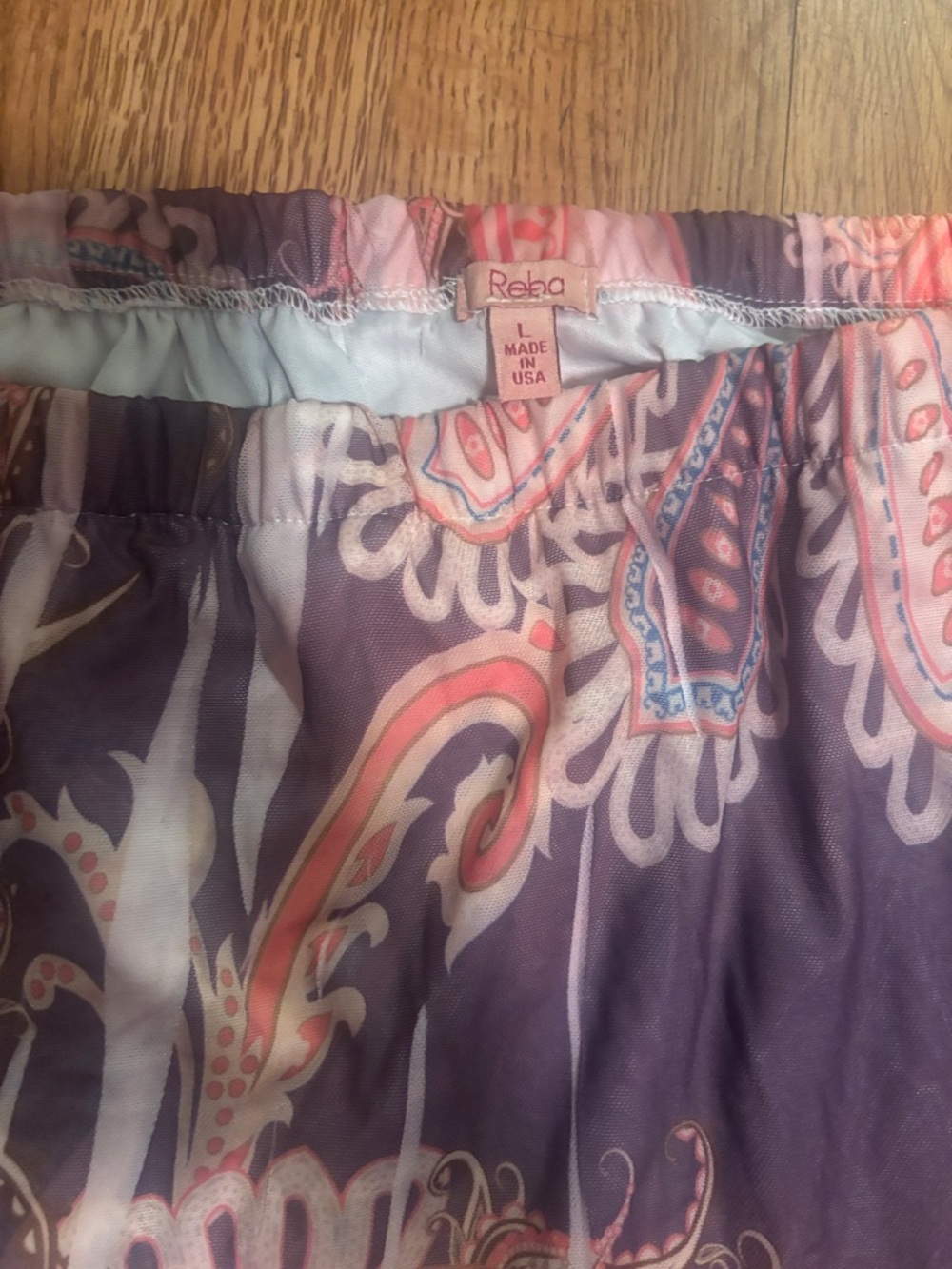 Reba Purple and Coral Paisley Pleated Asymmetrical Skirt - Picture 2 of 2